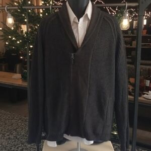 Calvin Klein Men's Dark Olive Green Zip-Up Sweater